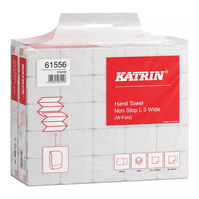 Een Handdoek Katrin W-vouw 3-laags wit 320x240mm koop je bij De Rijk Kantoorshop