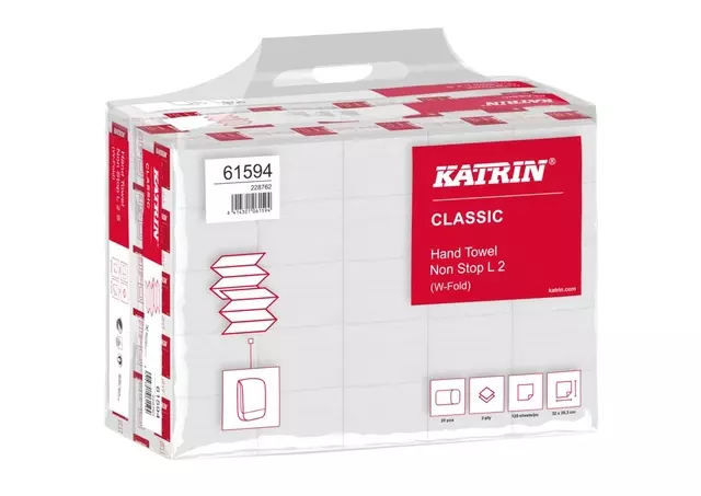 Een Handdoek Katrin 61594 W-vouw Classic 2laags 20,3x32cm 25x120st koop je bij De Joma BV