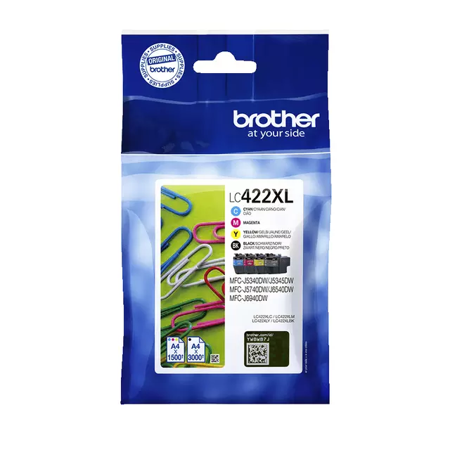 Een Inktcartridge Brother LC-422XLVAL zwart 3 kleuren koop je bij All Office Kuipers BV