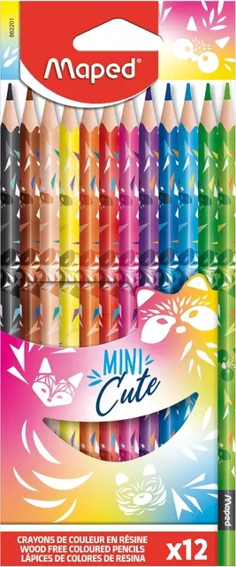 Een Kleurpotlood Maped Mini Cute set á 12 kleuren koop je bij De Joma BV
