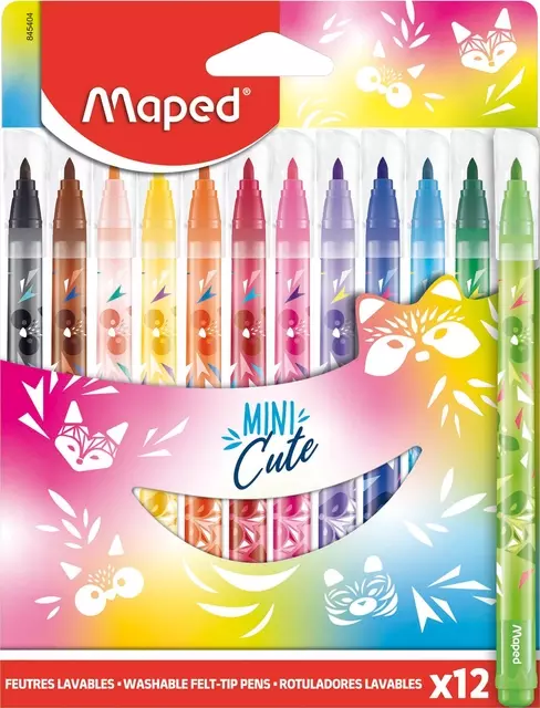 Een Viltstift Maped Mini Cute set á 12 kleuren koop je bij All Office Kuipers BV