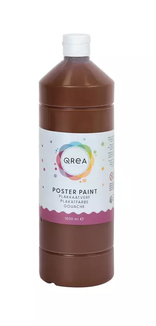 Een Plakkaatverf Qrea donkerbruin 1000ml koop je bij Clippz! Office Supplies