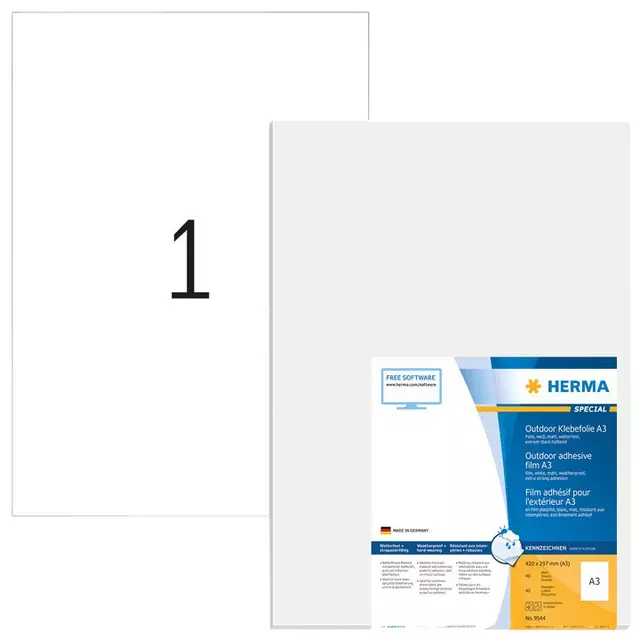 Een Etiket HERMA 9544 297x420mm weerbestendig wit 40stuks koop je bij Schellen Boek- en Kantoorboekhandel