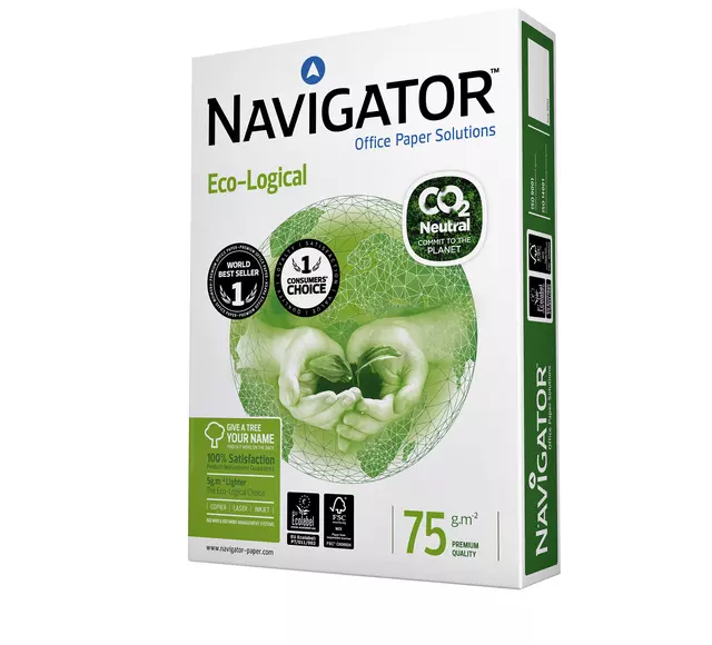 Een Kopieerpapier Navigator Eco-Logical CO2 A4 75gr wit 500vel koop je bij Sysdicom BV