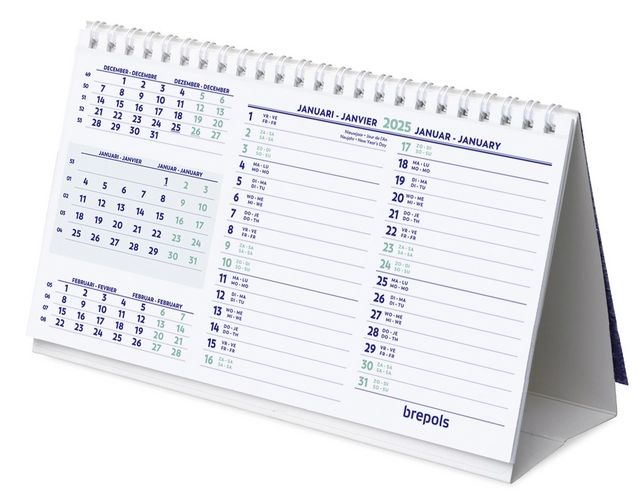 Bureaumaandkalender 2025 Brepols 210x125mm