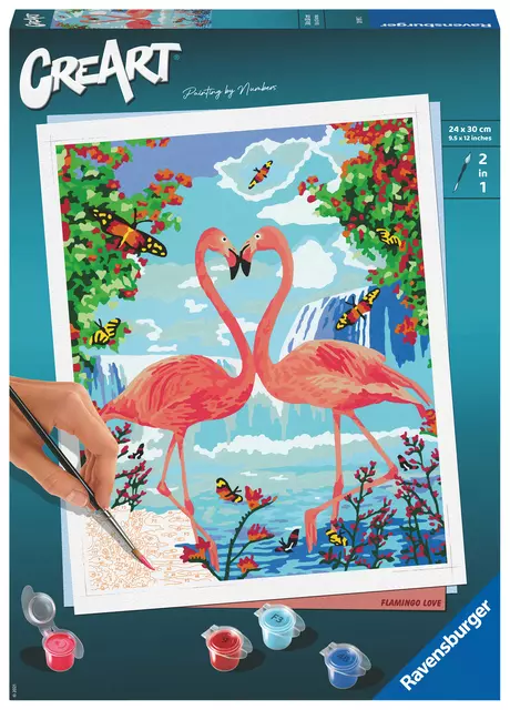 Een Schilderen op nummers CreArt Flamingo Love koop je bij All Office Kuipers BV