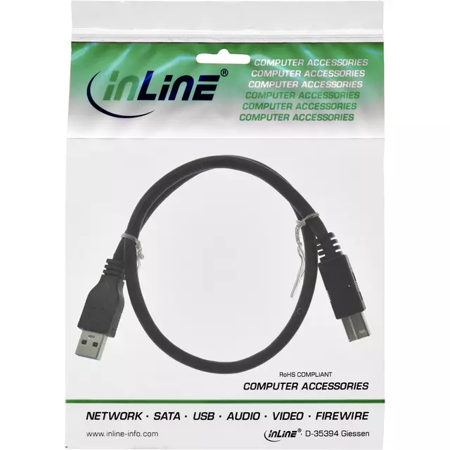 Een Kabel inLine USB 3.0 A-B 0.5m zwart koop je bij All Office Kuipers BV