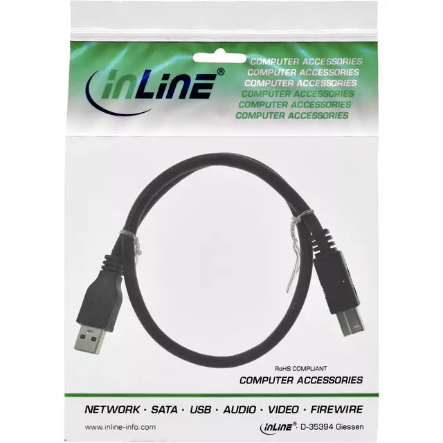 Een Kabel Inline USB-A USB-B 3.0 M 0.5 meter zwart koop je bij De Joma BV