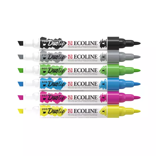 Duotip marker Ecoline basis set 6 kleuren