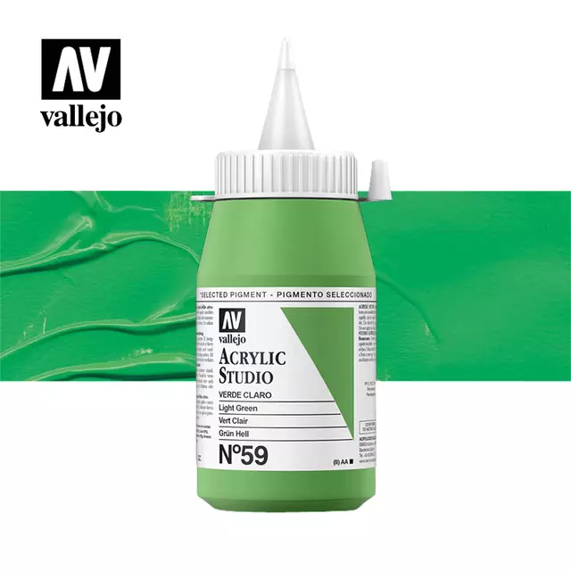 Een Acrylverf Acrylicos Vallejo 500ml Green light koop je bij Topkantoor Repro Creatief