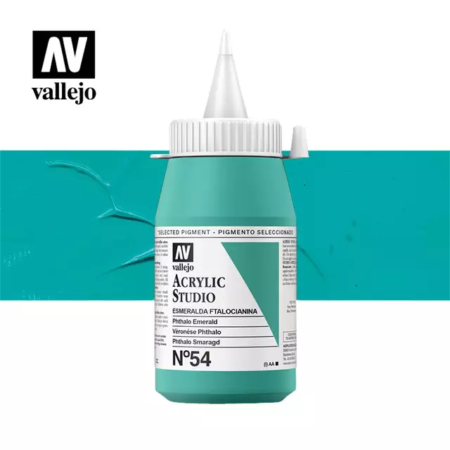 Een Acrylverf Acrylicos Vallejo 500ml Phtalo emerald koop je bij Topkantoor Repro Creatief