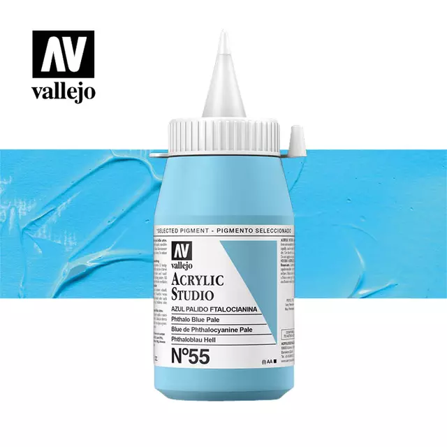 Een Acrylverf Acrylicos Vallejo 500ml Phtalo blue pale koop je bij Topkantoor Repro Creatief