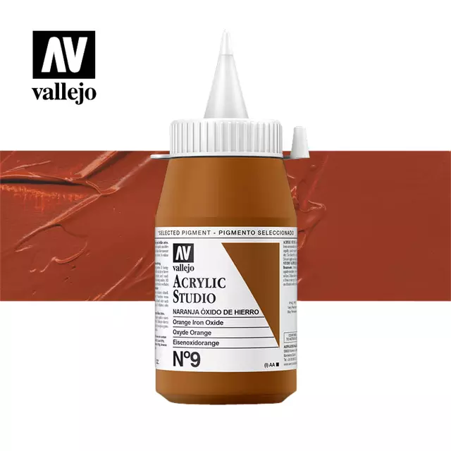 Een Acrylverf Acrylicos Vallejo 500ml Orange iron oxide koop je bij Topkantoor Repro Creatief