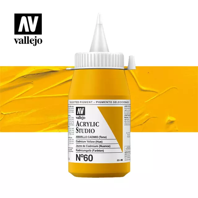 Een Acrylverf Acrylicos Vallejo 500ml Cadmium yellow koop je bij Topkantoor Repro Creatief