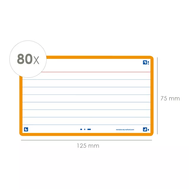 Een Flashcard Oxford 2.0 75x125mm 80vel 250gr lijn oranje koop je bij De Joma BV