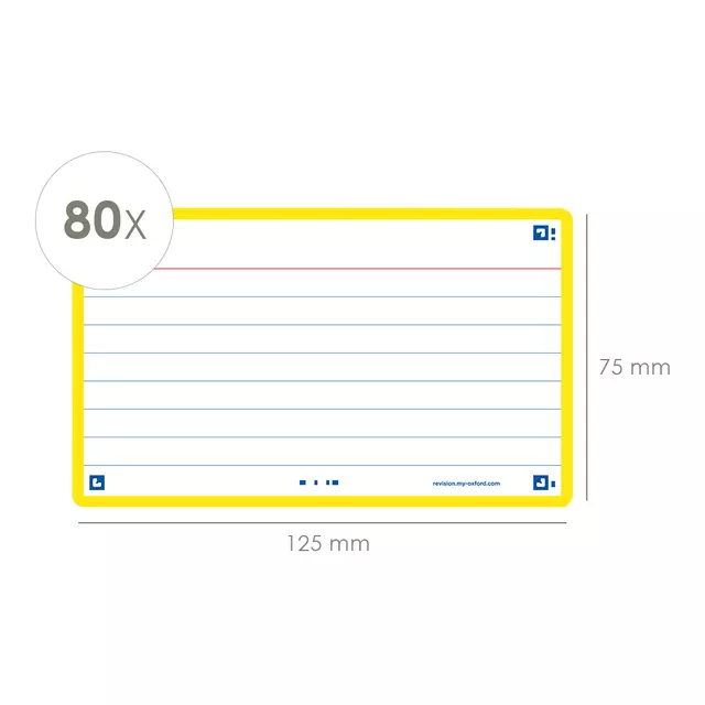 Een Flashcard Oxford 2.0 75x125mm 80vel 250gr lijn geel koop je bij De Joma BV