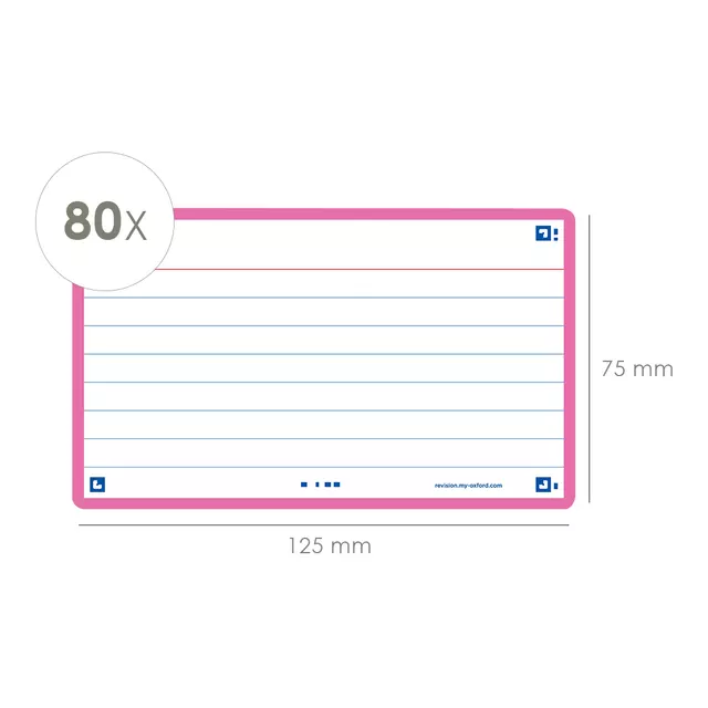 Een Flashcard Oxford 2.0 75x125mm 80vel 250gr lijn fuchsia koop je bij Sysdicom BV