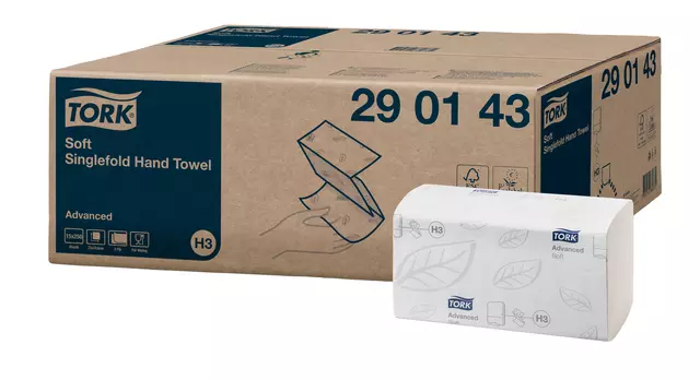 Een Handdoek Tork H3 Advanced Z 2 laags singefold 23x23cm wit 290143 koop je bij De Joma BV