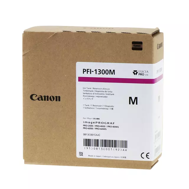 Een Inktcartridge Canon PFI-1300 rood koop je bij van Kerkvoorde & Hollander B.V.