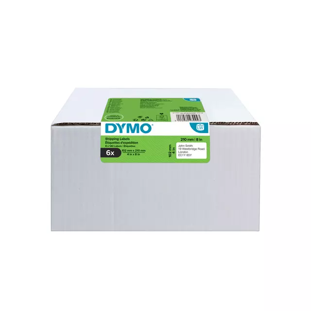 Een Etiket Dymo LabelWriter 5XL verzendlabel 102x210mm 6 rollen á 140 stuks wit koop je bij De Joma BV