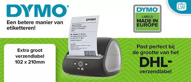 Een Etiket Dymo LabelWriter 5XL verzend 102x210 6st koop je bij All Office Kuipers BV