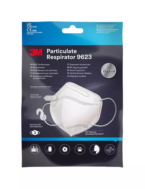 Een Masque respiratoire 3M anti-particules 9623 FFP2 3 pièces koop je bij QuickOffice BV