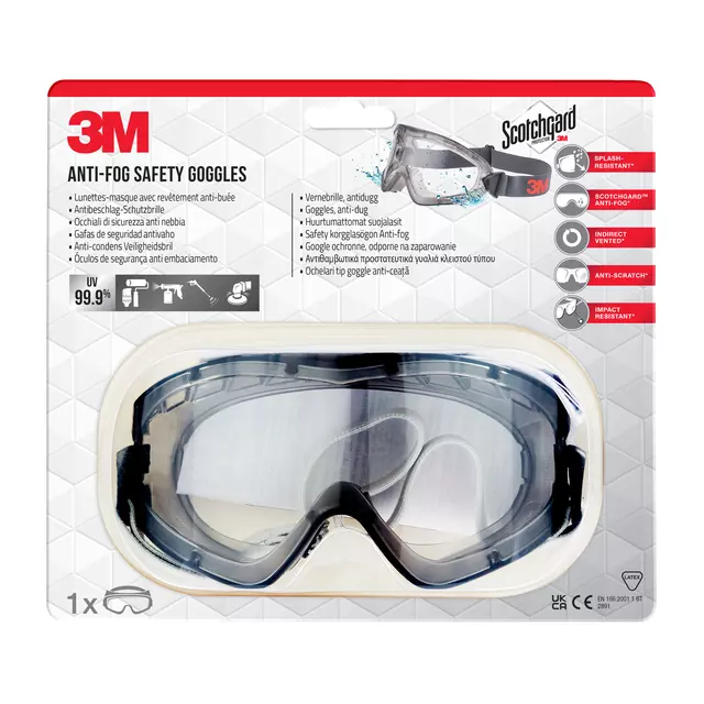 Een Lunette-masque 3M Anti-fog Safety résistant aux rayures koop je bij QuickOffice BV