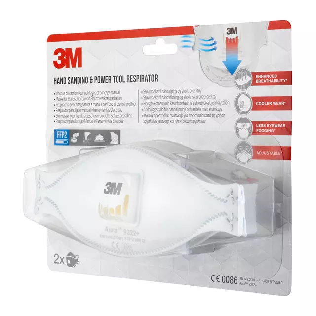 Buy your Stofmasker 3M Aura voor schuren 9322 FFP2 met ventiel 2 stuks at QuickOffice BV