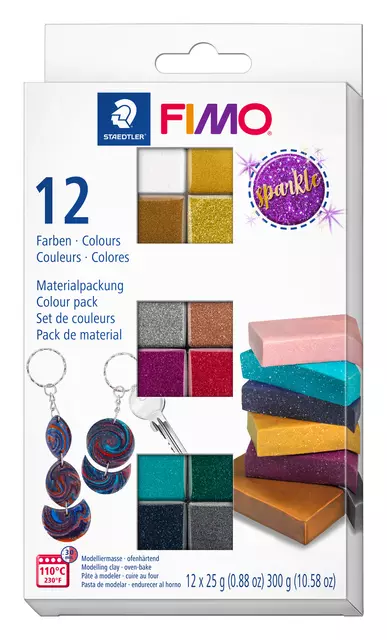 Een Klei Fimo effect colour pak à 12 sparkelende kleuren koop je bij De Joma BV