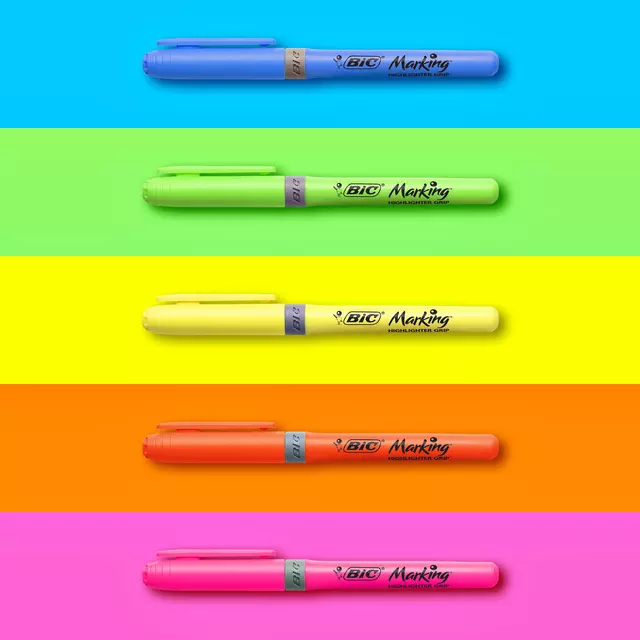 Een Markeerstift Bic grip Highlight your life assorti blik à 15 stuks koop je bij Kantoorboekhandel Van Atten