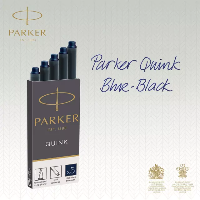 Een Inktpatroon Parker Quink blauwzwart blister à 10 stuks koop je bij De Joma BV