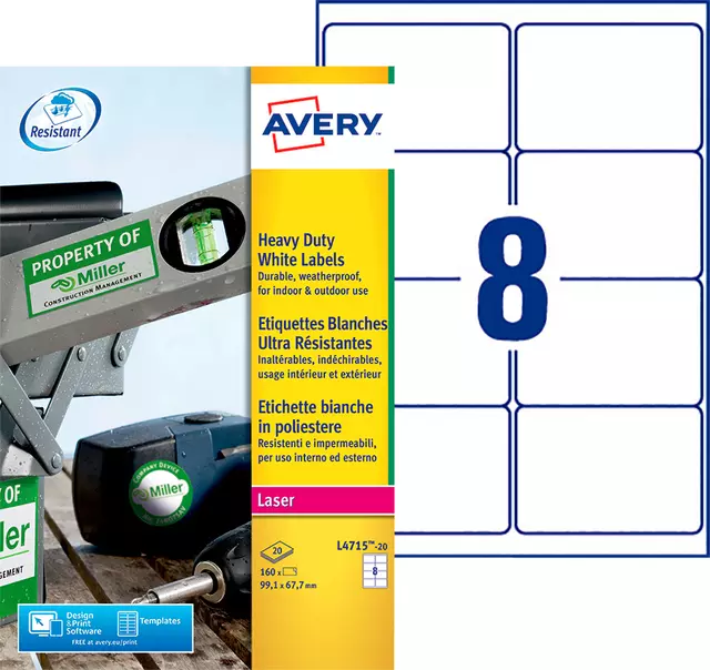 Een Etiket Avery L4715-20 99.1x67.7mm wit 160stuks koop je bij Topkantoor Repro Creatief