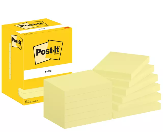 Een Memoblok 3M Post-It 657 76X102mm geel koop je bij All Office Kuipers BV