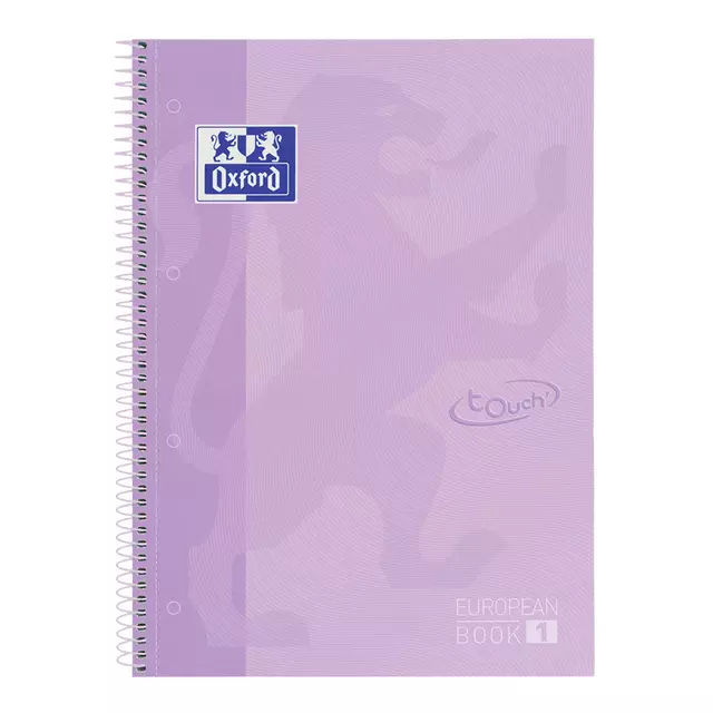 Een Notitieboek Oxford Touch Europeanbook A4+ 4-gaats lijn 80vel pastel paars koop je bij De Joma BV