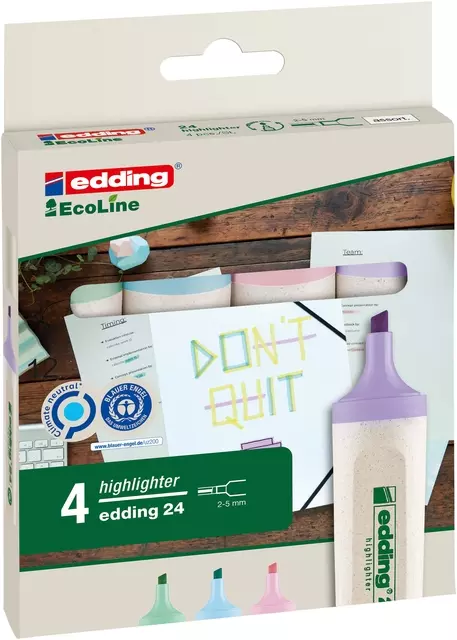 Een Markeerstift edding 24 Ecoline pastel assorti set à 4 stuks koop je bij Zevenbergen de project- en kantoorinrichters bv