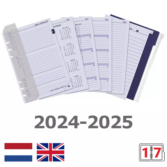 Een Organizer Kalpa A5 inclusief agenda 2024-2025 7dagen/2pagina's croco rose koop je bij De Joma BV