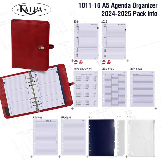 Een Organizer Kalpa A5 + ag24-25 7d/2p nerf rood koop je bij All Office Kuipers BV