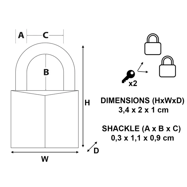 Een Hangslot MasterLock 2 gelijksluitend messing 20mm koop je bij Romijn Office Supply