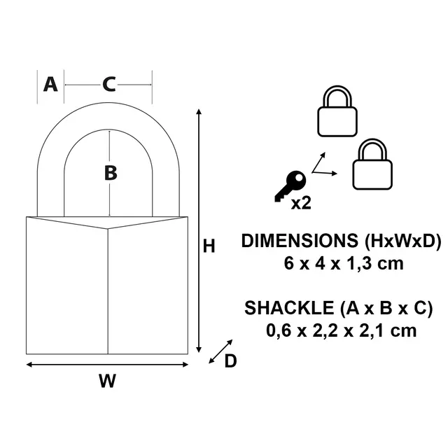 Een Hangslot MasterLock 2 gelijksluitend messing 40mm koop je bij Kantoorboekhandel Van Atten