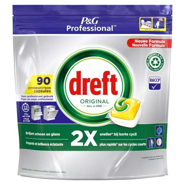 Een Vaatwastabletten Dreft All-in-1 professional lemon 90 stuks koop je bij van Kerkvoorde & Hollander B.V.