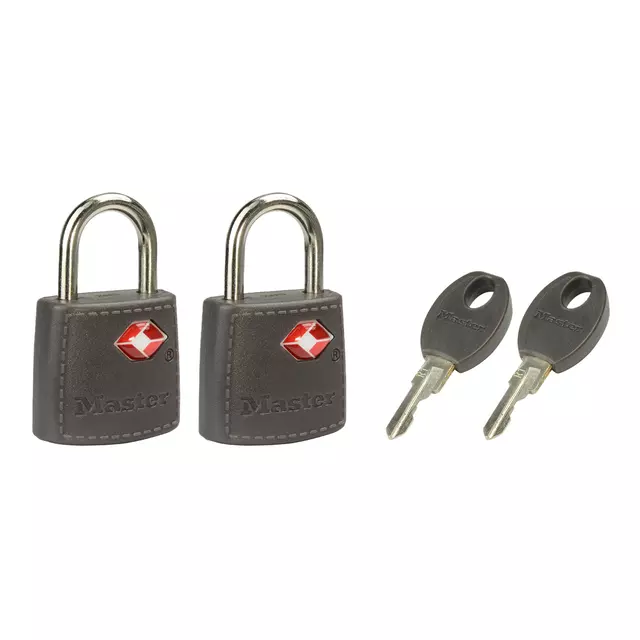 Een Hangslot Masterlock 2 gelijksluitend ABS cover TSA assorti in willekeurige kleur 30mm 2 stuks koop je bij Clippz! Office Supplies