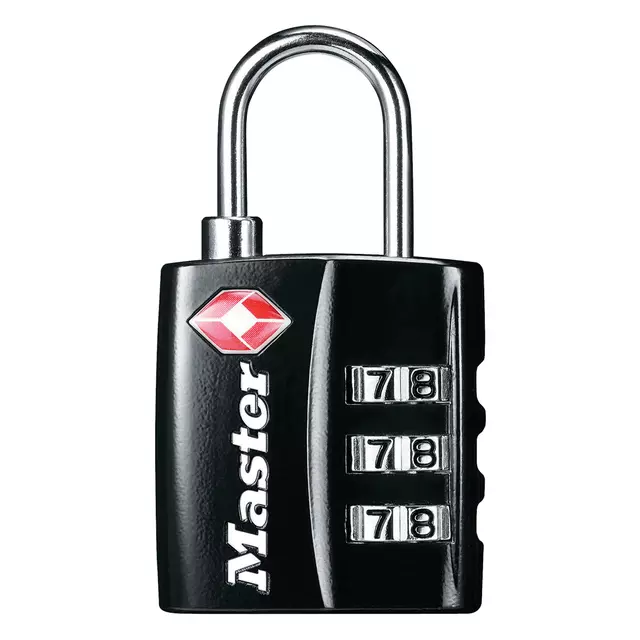 Een Hangslot Masterlock 3-cijfer TSA zwart 30mm koop je bij Egner kantoorspecialisten