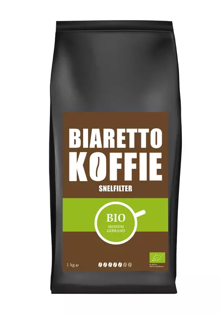 Een Koffie Biaretto snelfiltermaling regular biologisch 1000 gram koop je bij iPlusoffice