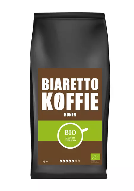 Een Koffie Biaretto bonen regular biologisch 1000 gram koop je bij De Joma BV
