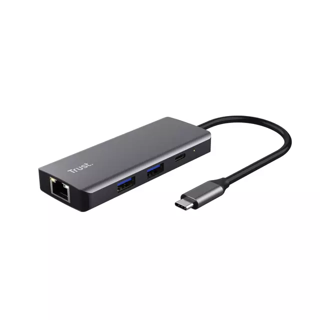 Een Adapter Trust DALYX 6-in-1 USB-C multipoort grijs koop je bij Scheepstra Drachten