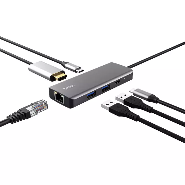 Een Adaptateur Trust DALYX 6-en-1 USB-C multiport koop je bij QuickOffice BV