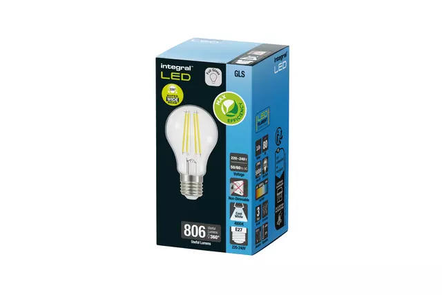 Een Ledlamp Integral E27 4000K koel wit 3.8W 806lumen koop je bij Quality Office Supplies