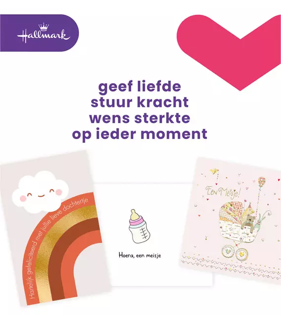 Een Wenskaart Hallmark navulset geboorte dochter 6 kaarten koop je bij Schellen Boek- en Kantoorboekhandel