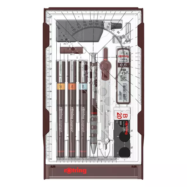 Een Tekenset rOtring Isograph 7-delig koop je bij Clippz! Office Supplies