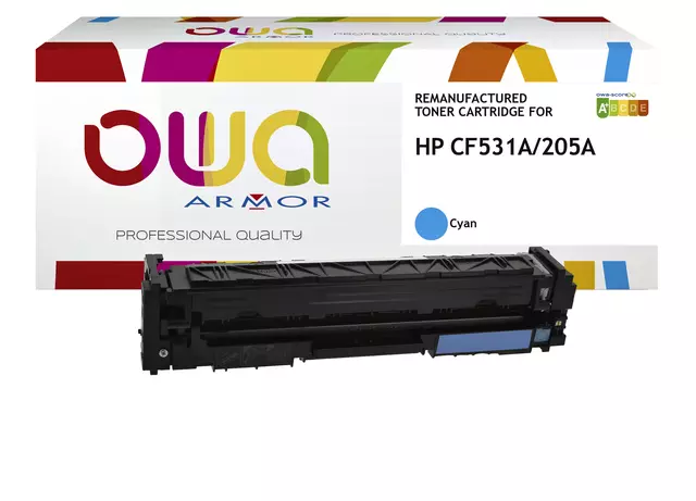 Een Tonercartridge OWA HP CF531A blauw koop je bij "De Waal" Kantoor Efficiency